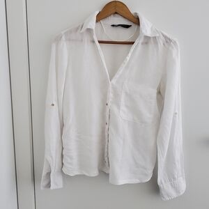 Zara White Linen Button-Up - Size S